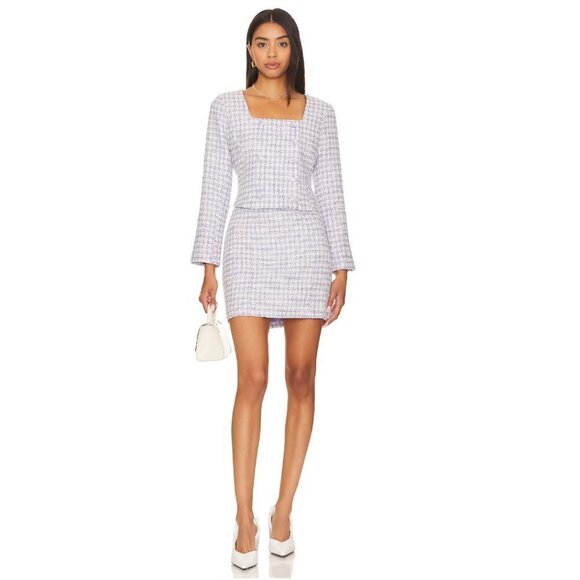 FAVORITE DAUGHTER  The Dasha Houndstooth Check Top in Lilac Tweed Size US 10 - Picture 13 of 14